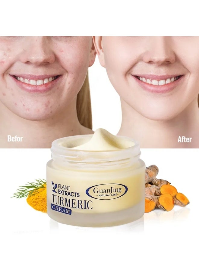 GUANJING Turmeric Anti-Aging Cream for Face 50ml, Whitening Brightening Anti-Wrinkle & Anti-Acne Turmeric Facial Cream with Jojoba Oil & Hyaluronic Acid - Image 2